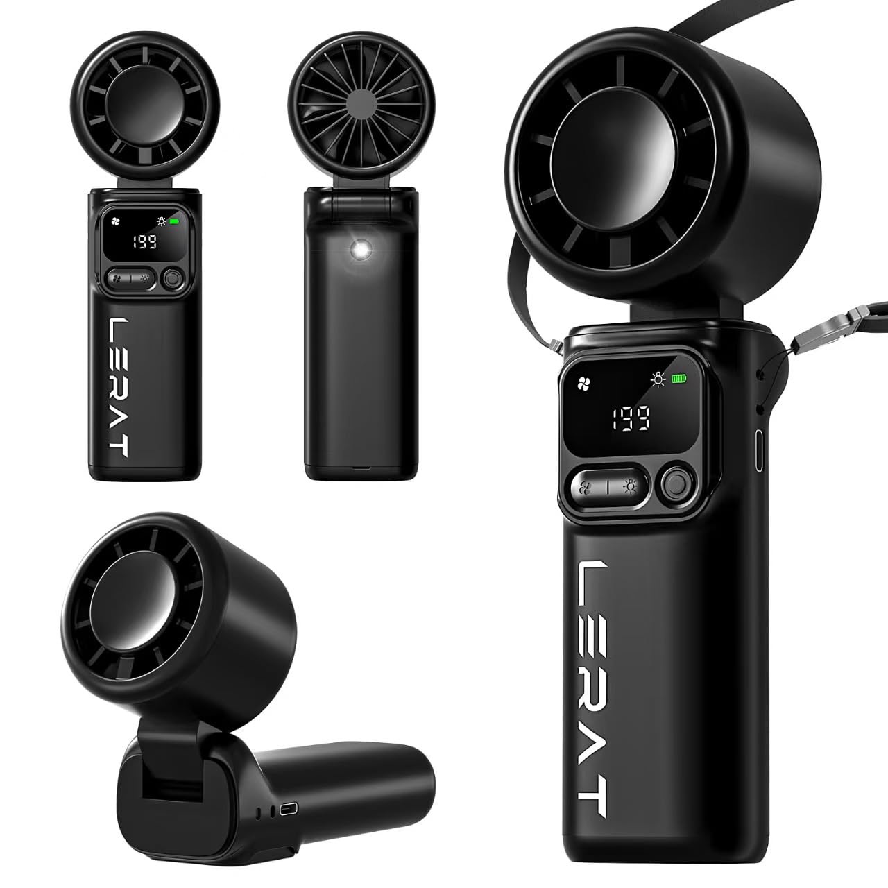 Lerat Portable Handheld Turbo Fan, 5-Speed High Power Mini Fan