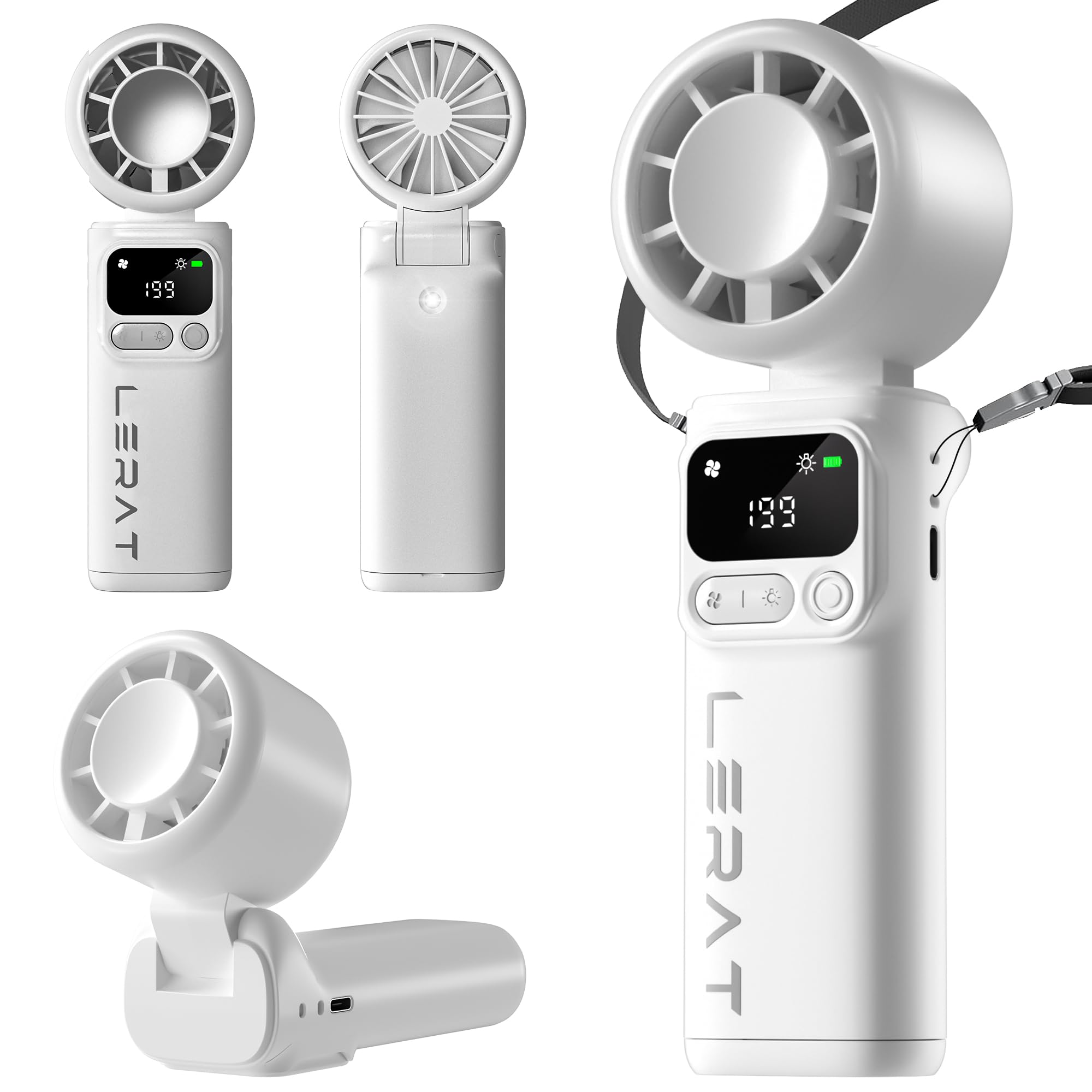 Lerat Portable Handheld Turbo Fan, 5-Speed High Power Mini Fan